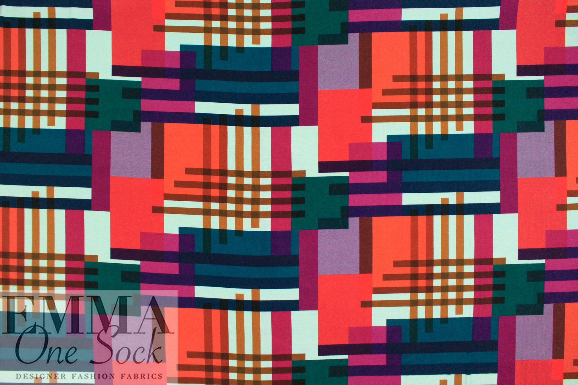 Italian deconstructed plaid graphic viscose/spandex knit .75 yds