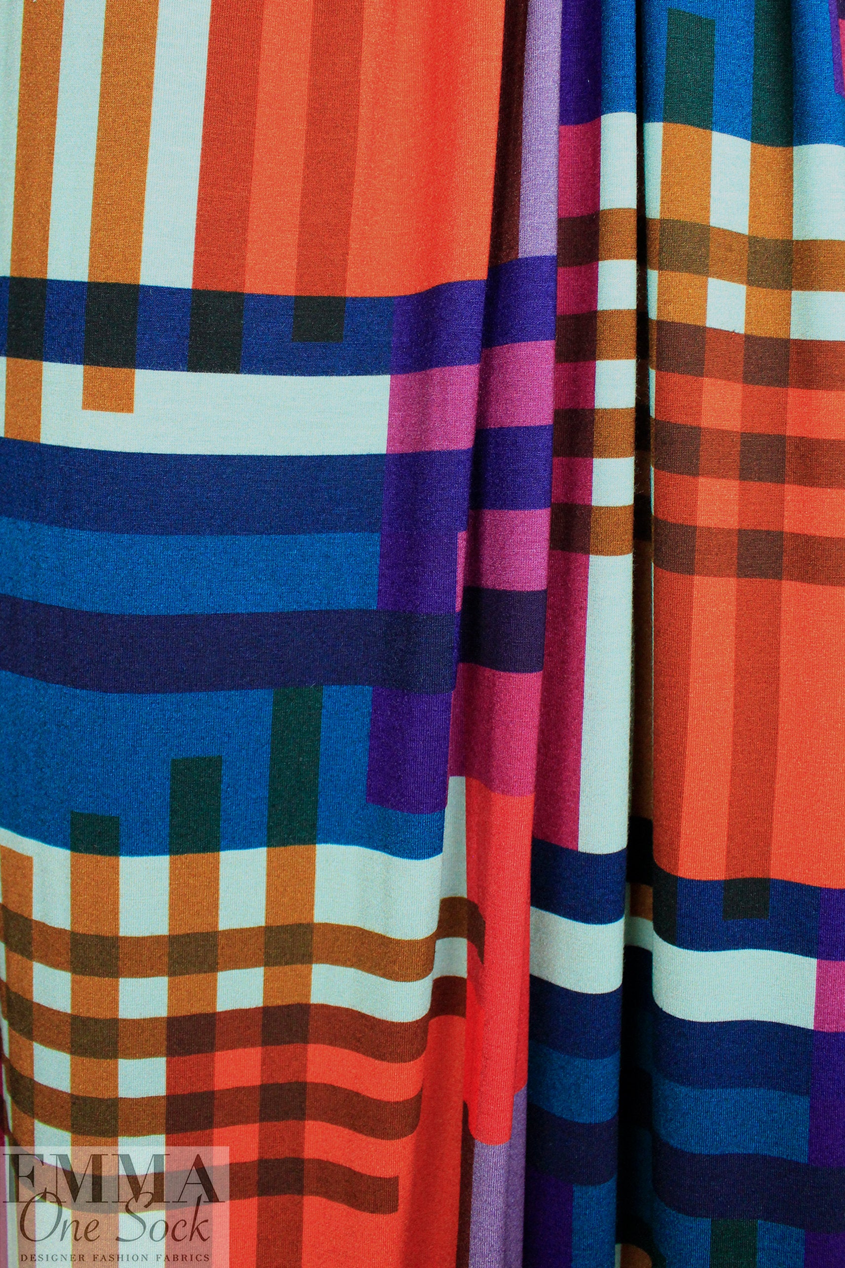 Italian deconstructed plaid graphic viscose/spandex knit .5 yds
