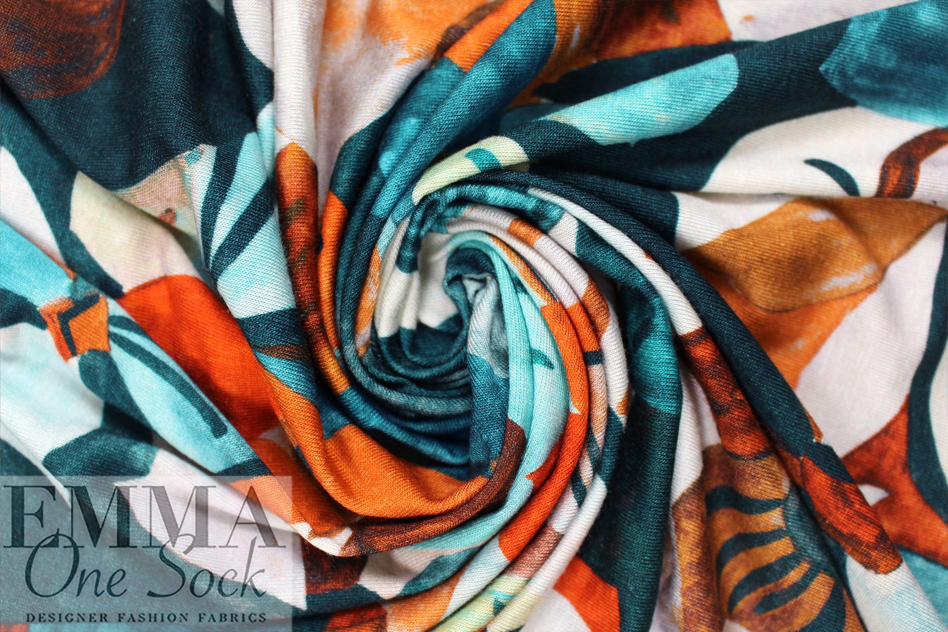 Italian 'bold painted flora' viscose/spandex knit 1.25 yd