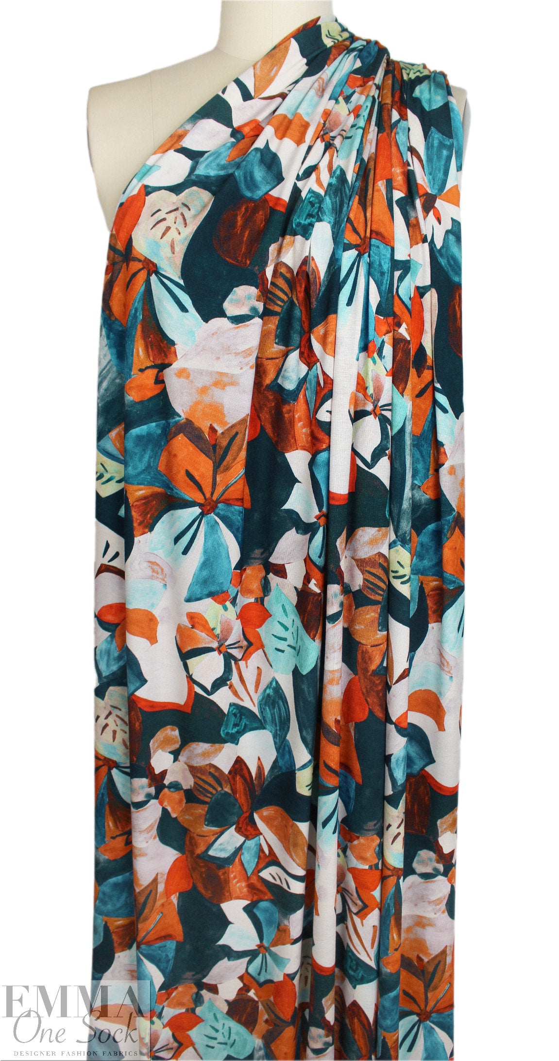 Italian 'bold painted flora' viscose/spandex knit 1.625 yd