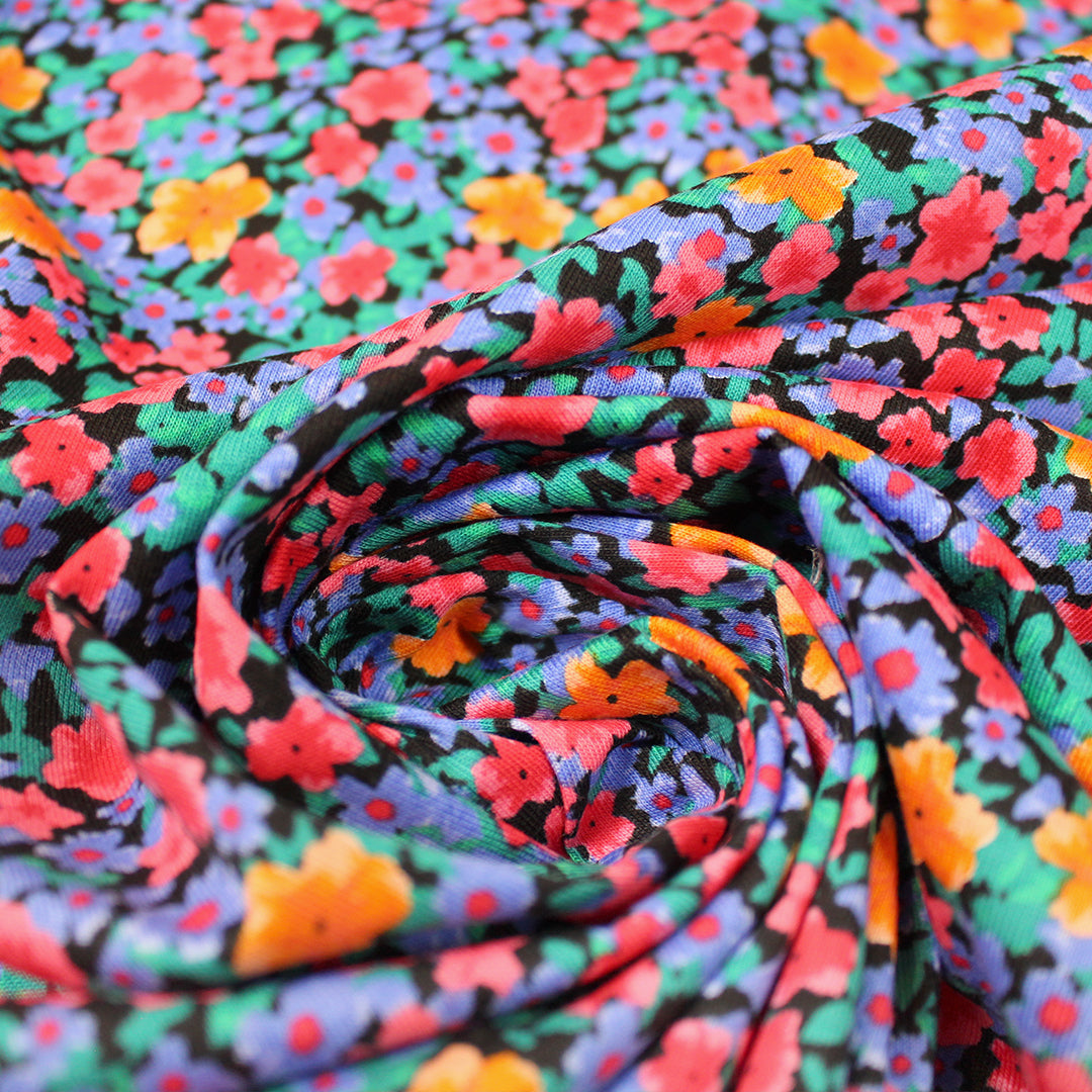 Italian 'blooming garden' cotton knit .5 yds