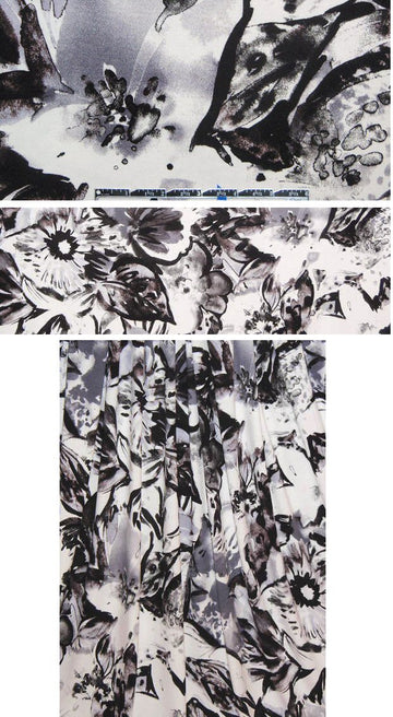 pen-and-ink floral rayon/lycra knit - black/white