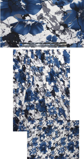 blue/gray inky floral rayon/lycra knit 1.375 yds