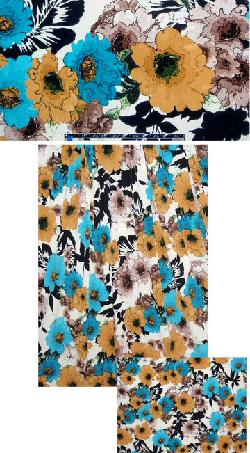 teal/dijon floral stretchy lightweight knit