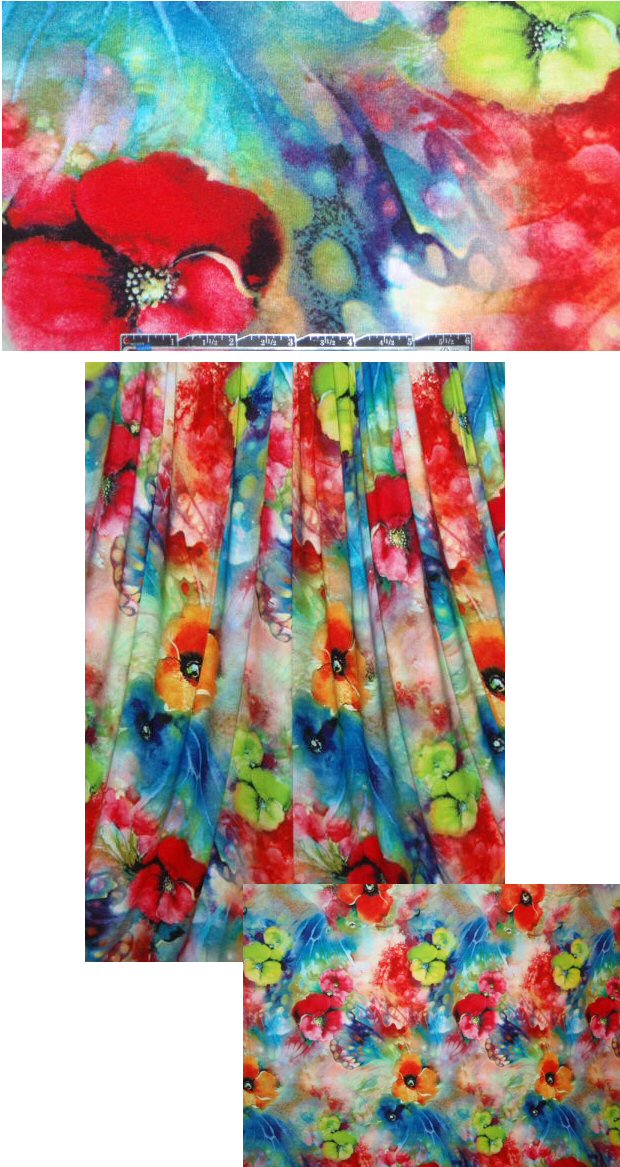 flower fantasy rayon/lycra knit - multicolor