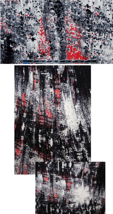 'digidot' abstract rayon/lycra knit - cherry/gray