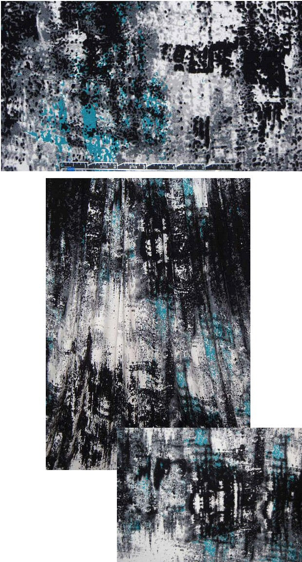'digidot' abstract rayon/lycra knit - turq/gray
