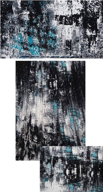 'digidot' abstract rayon/lycra knit - turq/gray