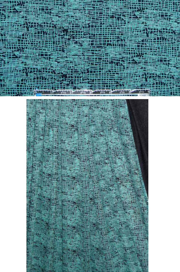 Ibiko crosshatch rayon/lycra knit - black/turq 1 yard