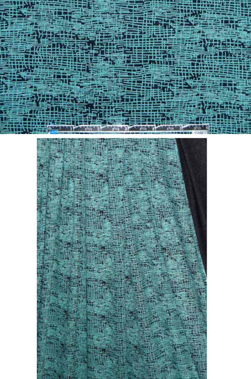 Ibiko crosshatch rayon/lycra knit - black/turq 1.25 yds
