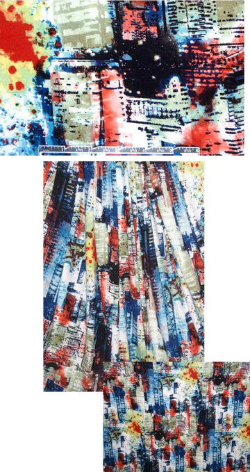 cityscape graphic print rayon/lycra knit 1.5 yds