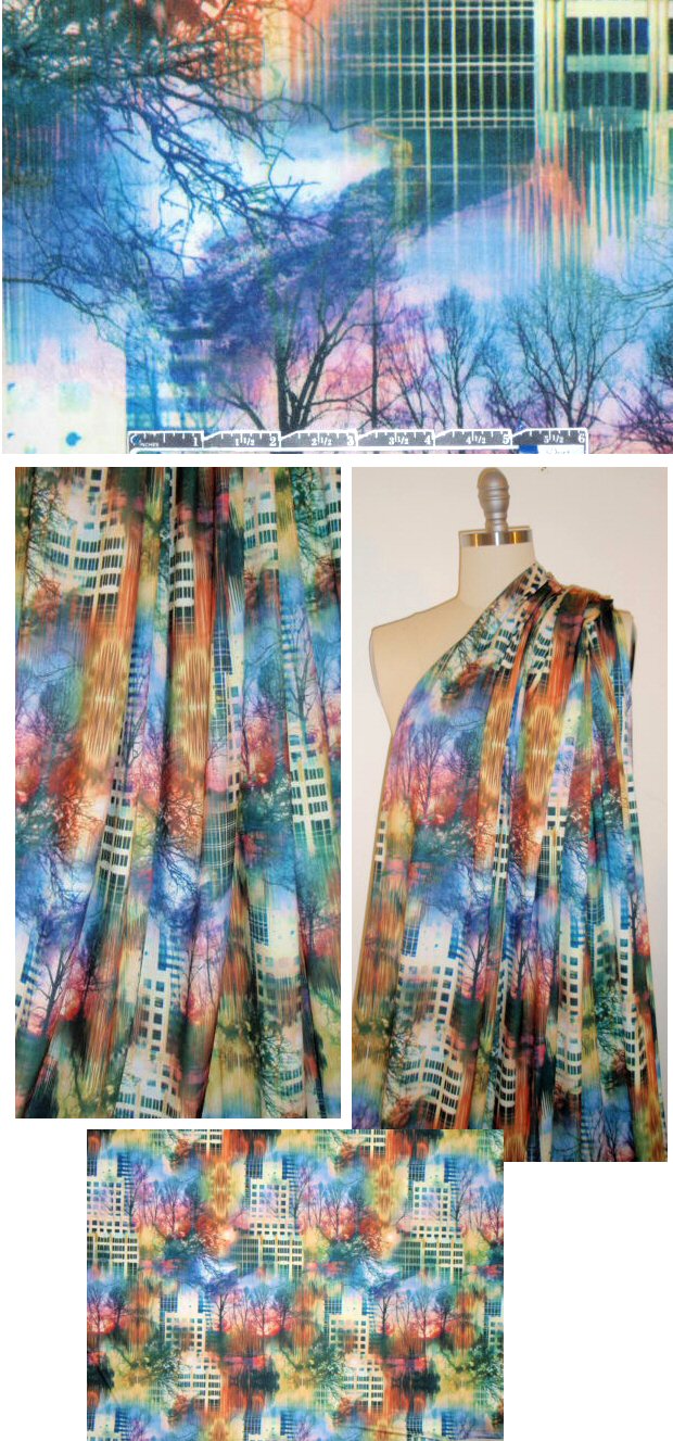 Central Park montage poly/lycra knit 1.125 yds