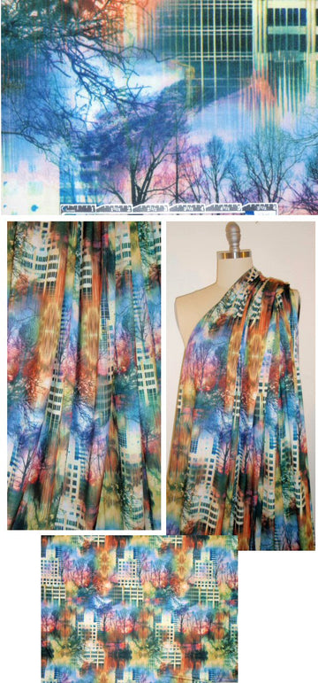 Central Park montage poly/lycra knit 1.125 yds