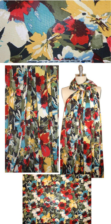 painter's floral poly/lycra knit - red/teal