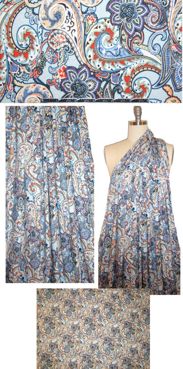 decorative paisley knit - light blue/nectarine