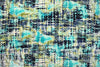 aqua/navy 'droplet' abstract poly/lycra knit 1.5 yds
