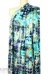 aqua/navy 'droplet' abstract poly/lycra knit 2.125 yd
