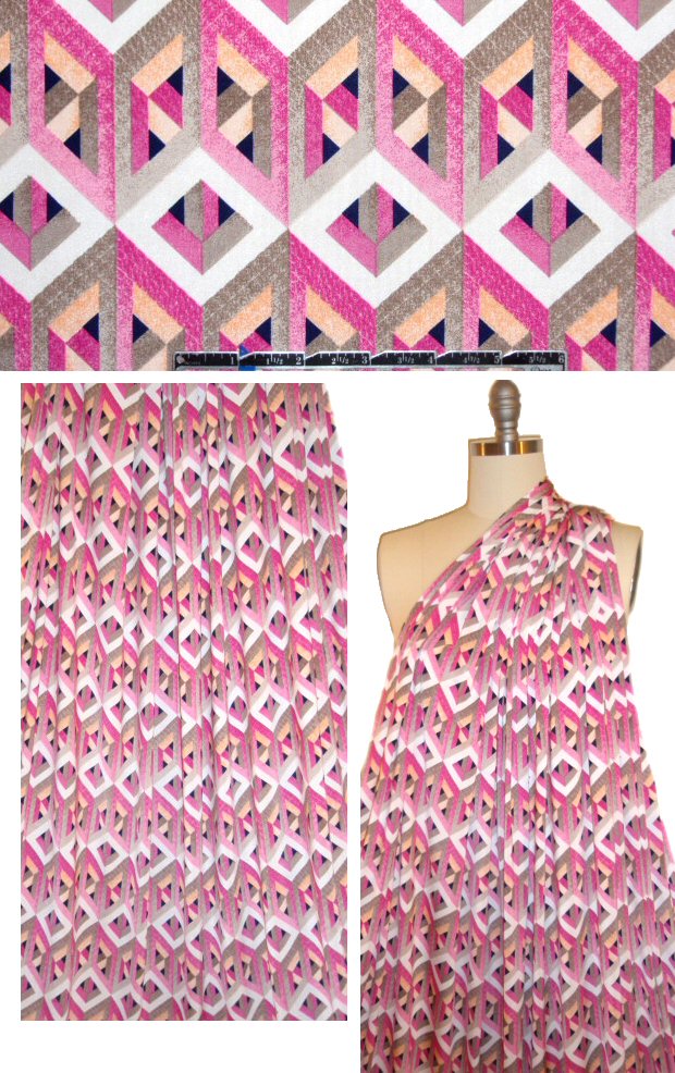 optic graphic poly/lycra knit - pink/sorbet 1.5 yd