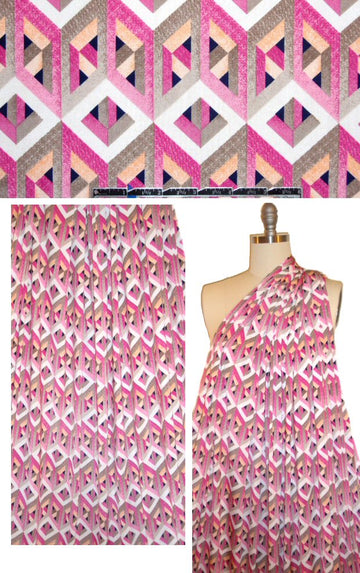 optic graphic poly/lycra knit - pink/sorbet 1.5 yd