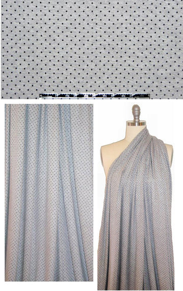gray heather/black polka dot rayon/spandex knit 2.25 yds