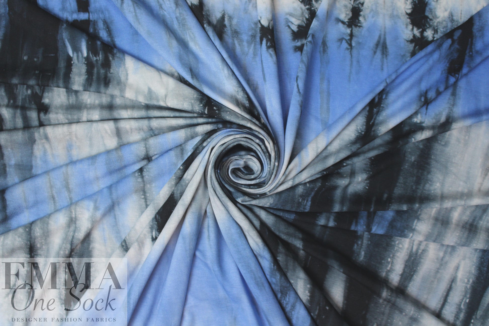 denim tones tie dye abstract digital viscose knit