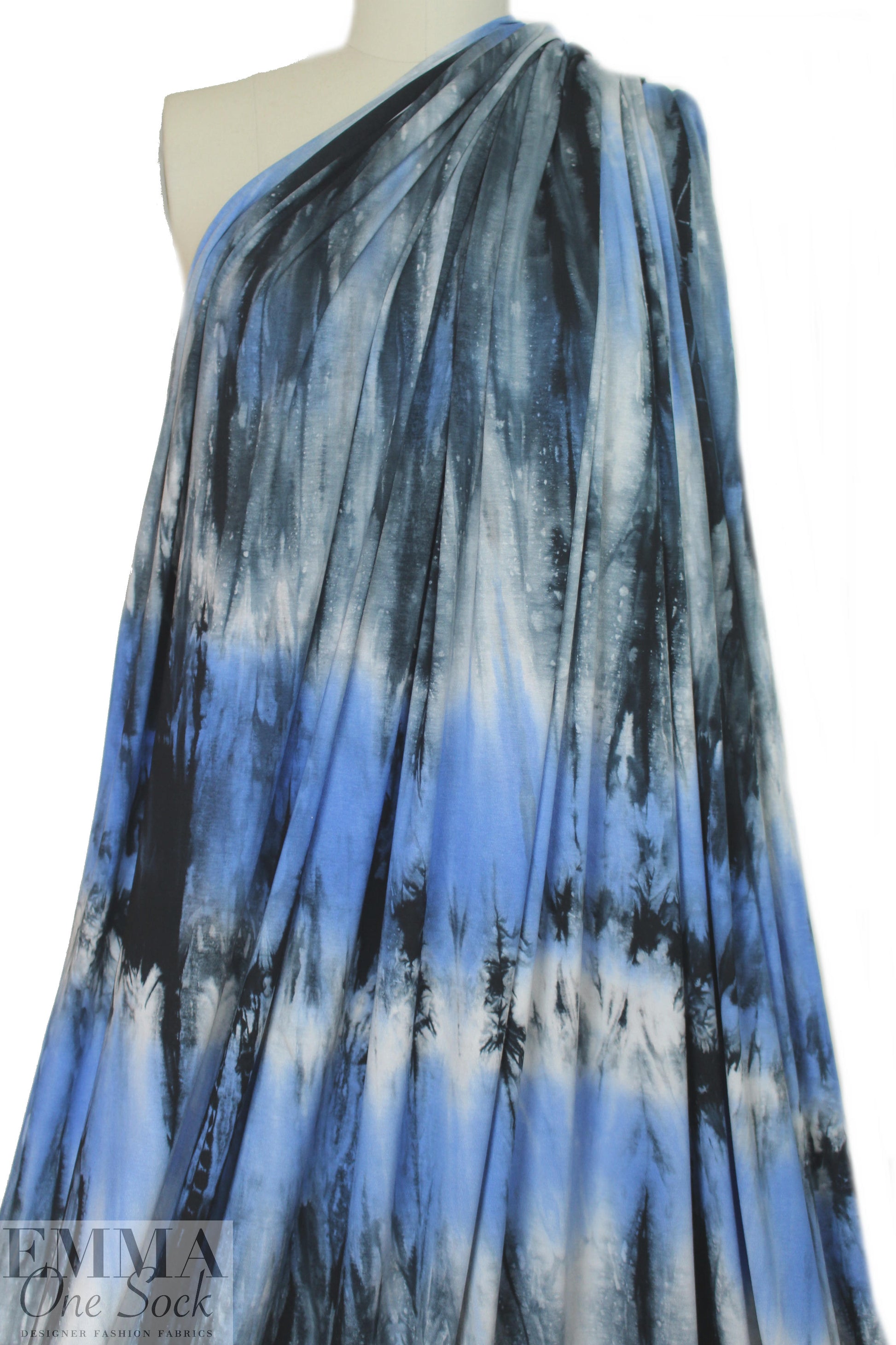 denim tones tie dye abstract digital viscose knit