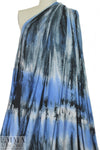 denim tones tie dye abstract digital viscose knit 1.75 yd