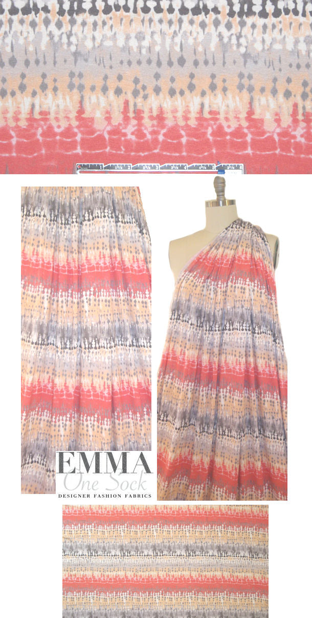 dotty stripes rayon/lycra knit - watermelon/sorbet