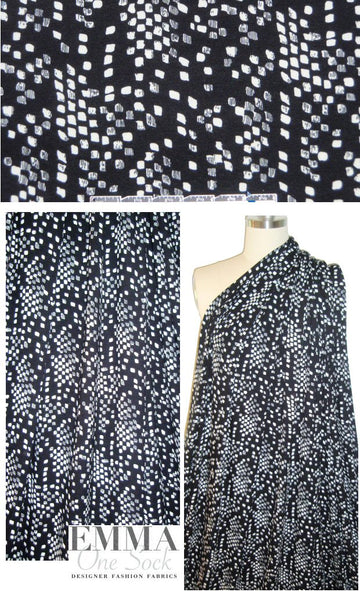 black/white graphic print rayon/spandex knit