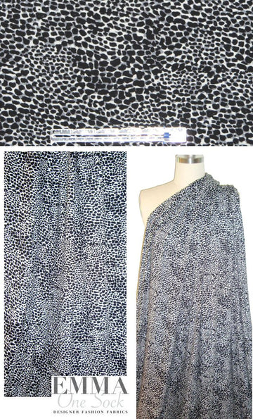 black/white/gray animal print rayon/spandex knit 1.75 yd
