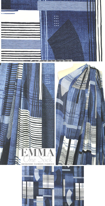 denim patchwork print poly/lycra knit