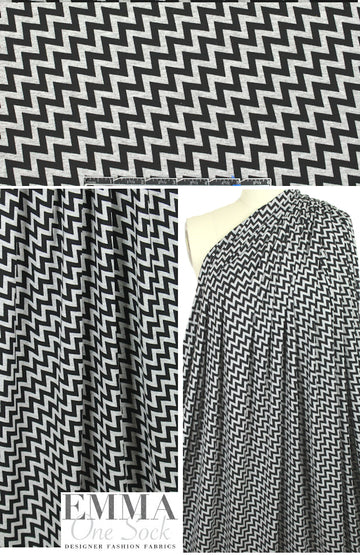 black/gray heather zigzag rayon/spandex knit