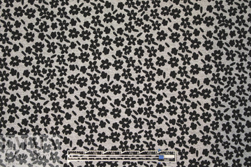 black/gray heather little flower rayon/spandex knit 1.75 yd