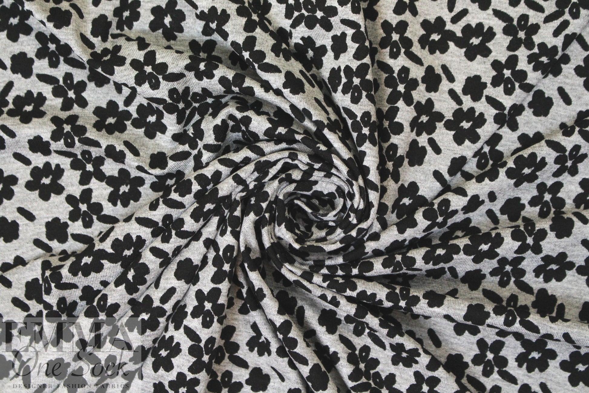 black/gray heather little flower rayon/spandex knit