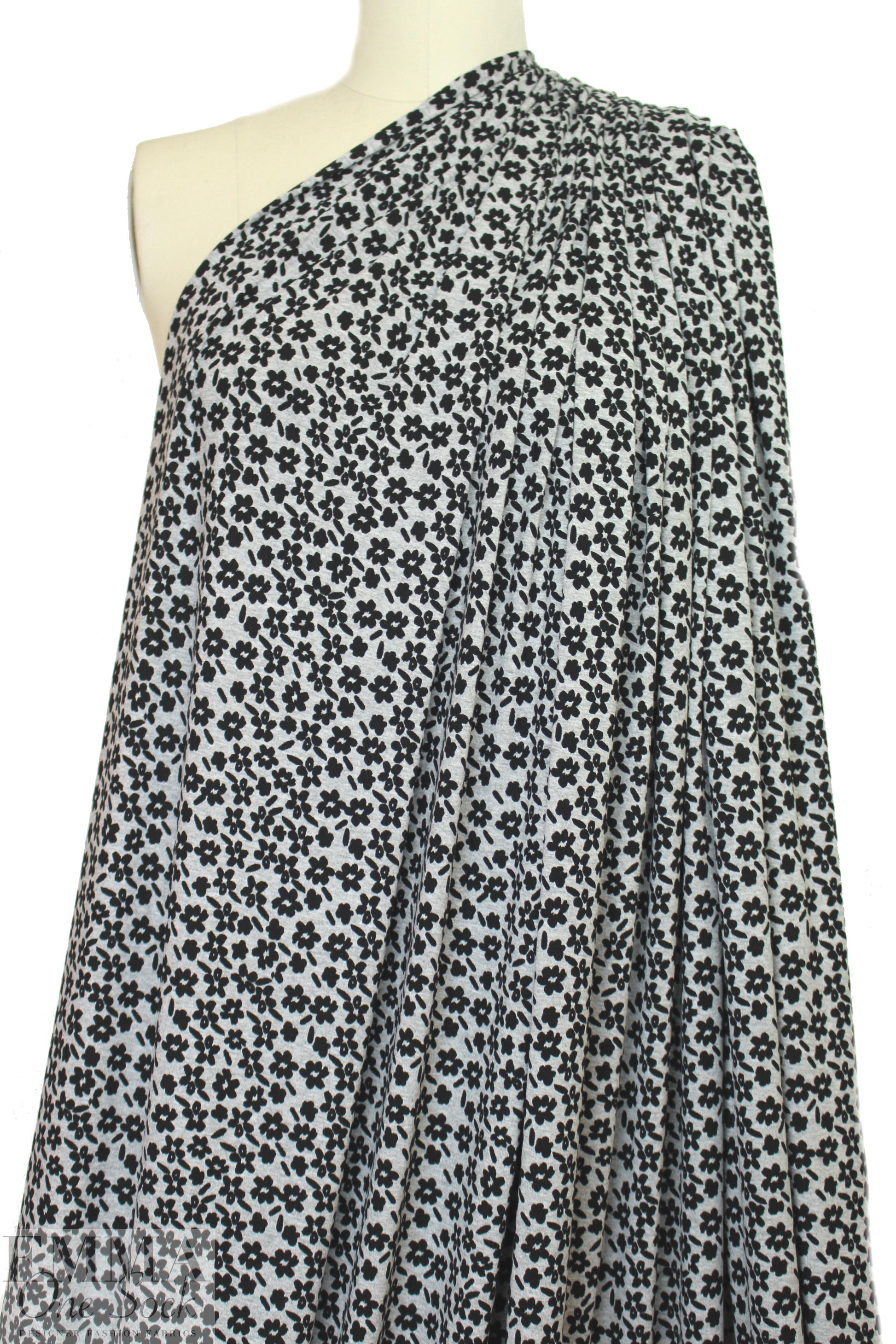 black/gray heather little flower rayon/spandex knit