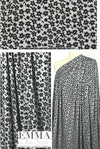 black/gray heather little flower rayon/spandex knit 1.125 yds