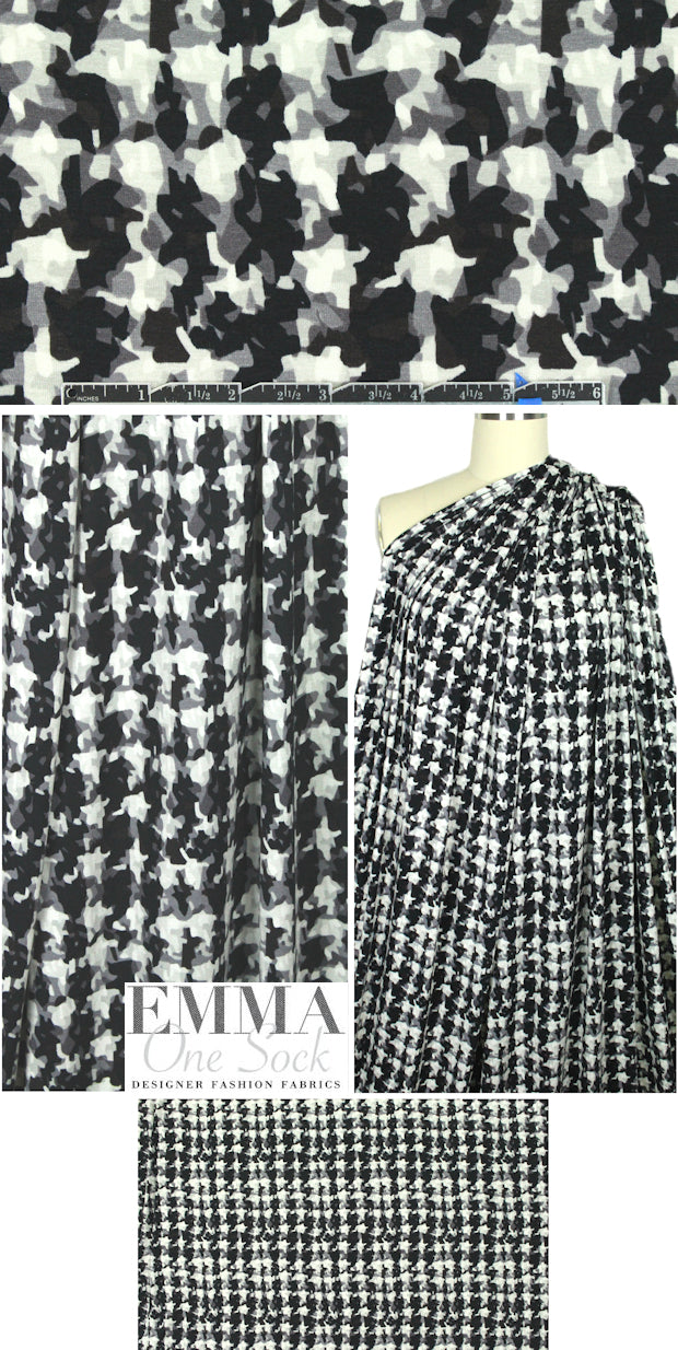decon. houndstooth rayon/spandex knit - black/gray 1.75 yd
