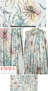 watercolor floral digital knit - soft pink and blue 1.375 yds