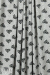gray heather/black 'little hearts' rayon/spandex knit 1.625 yd
