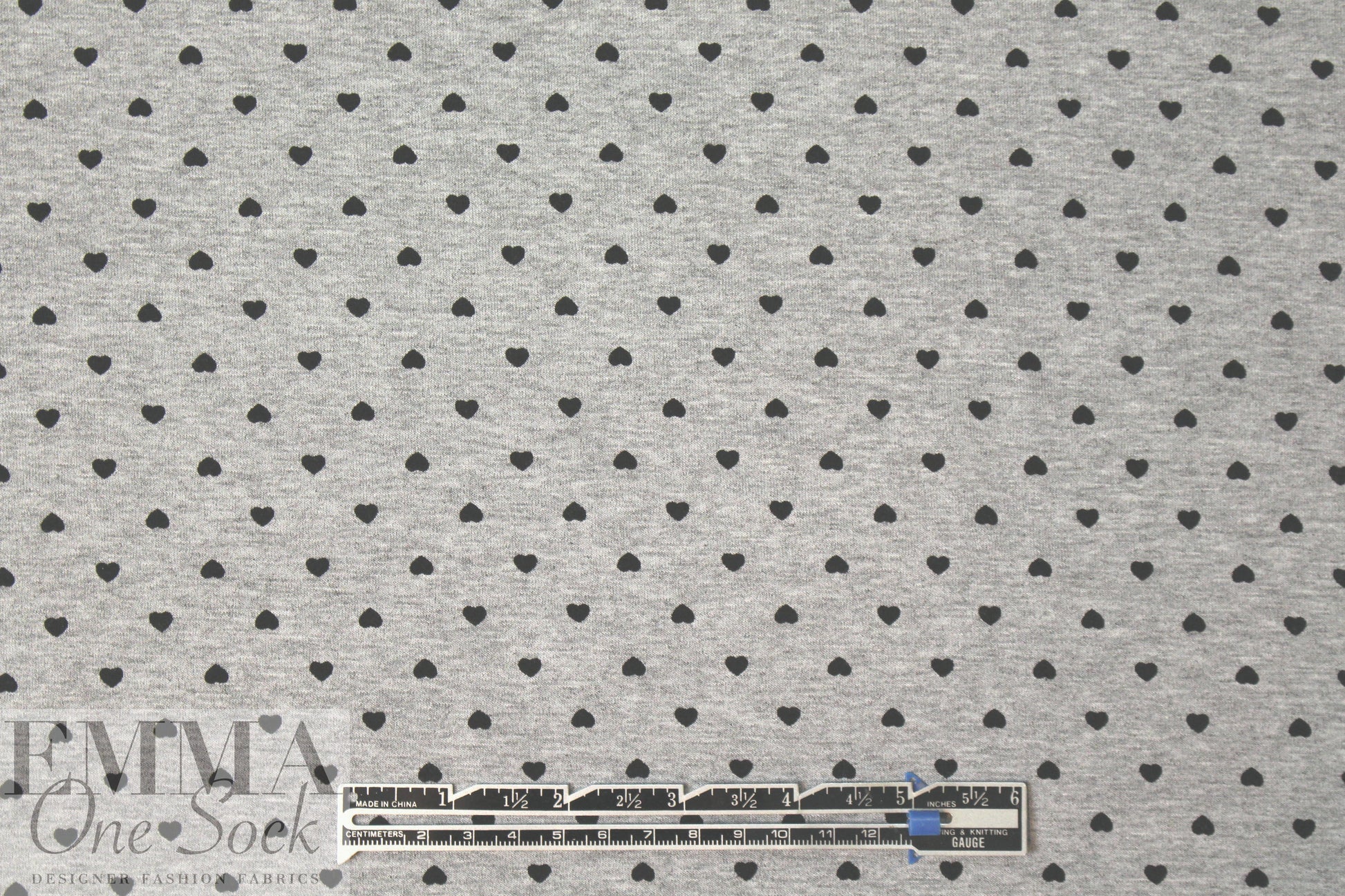 little hearts rayon/spandex jersey - black/gray 1.66 yd