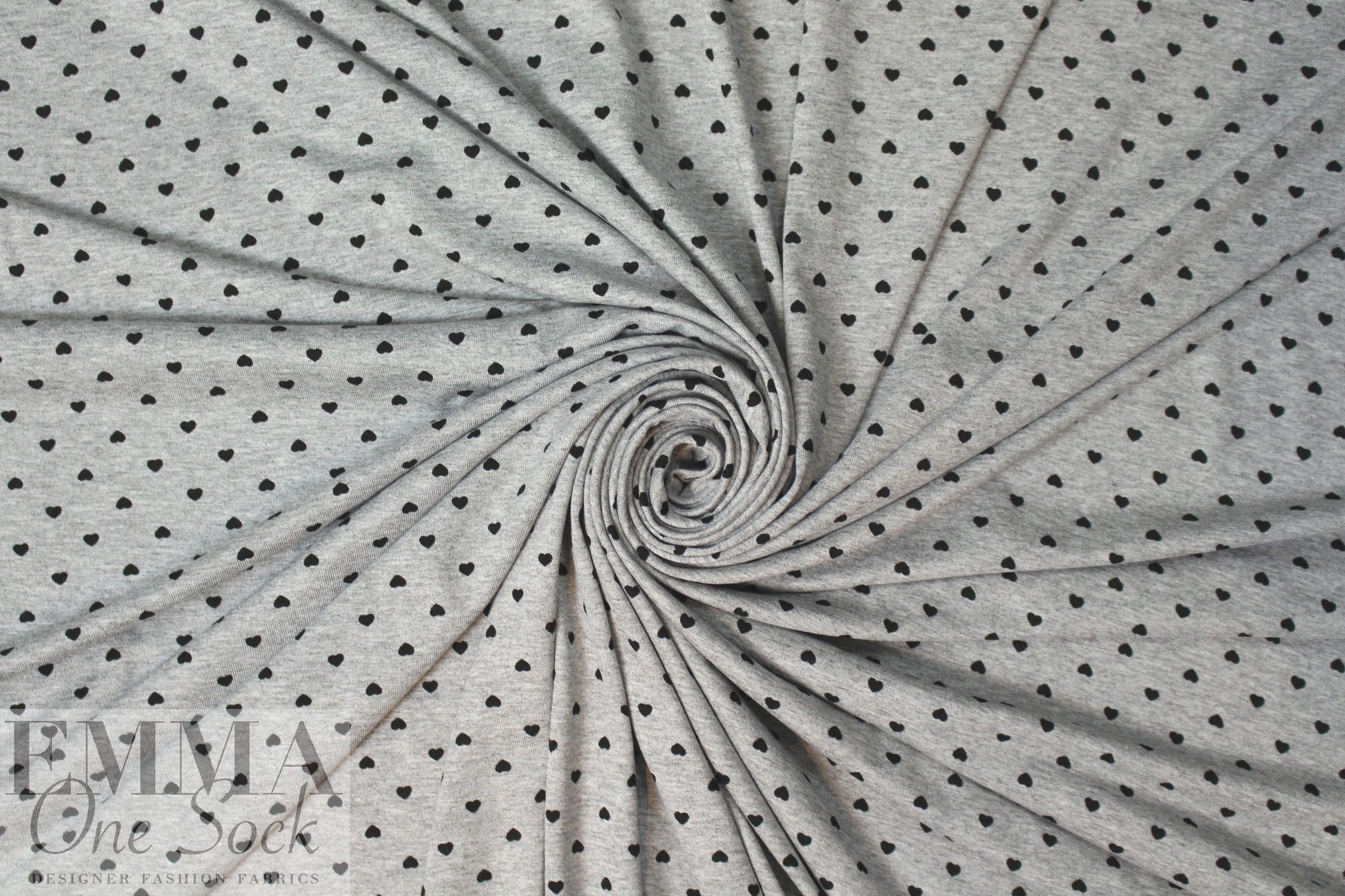 little hearts rayon/spandex jersey - black/gray 1.66 yd