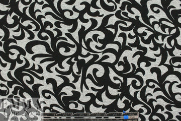 gray heather/black fleur-de-lis rayon/spandex knit