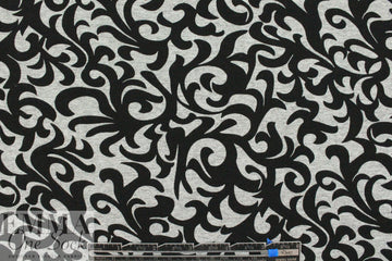 gray heather/black fleur-de-lis rayon/spandex knit .875 yds