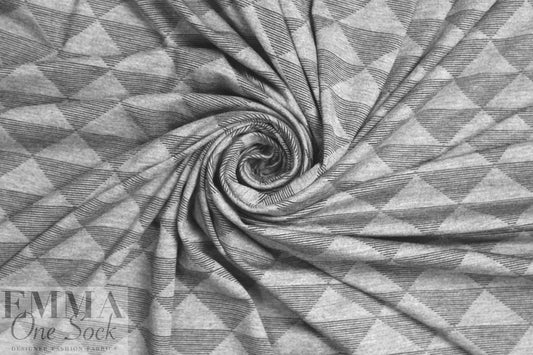 triangle bamboo/spandex jersey - black on gray 2 yd