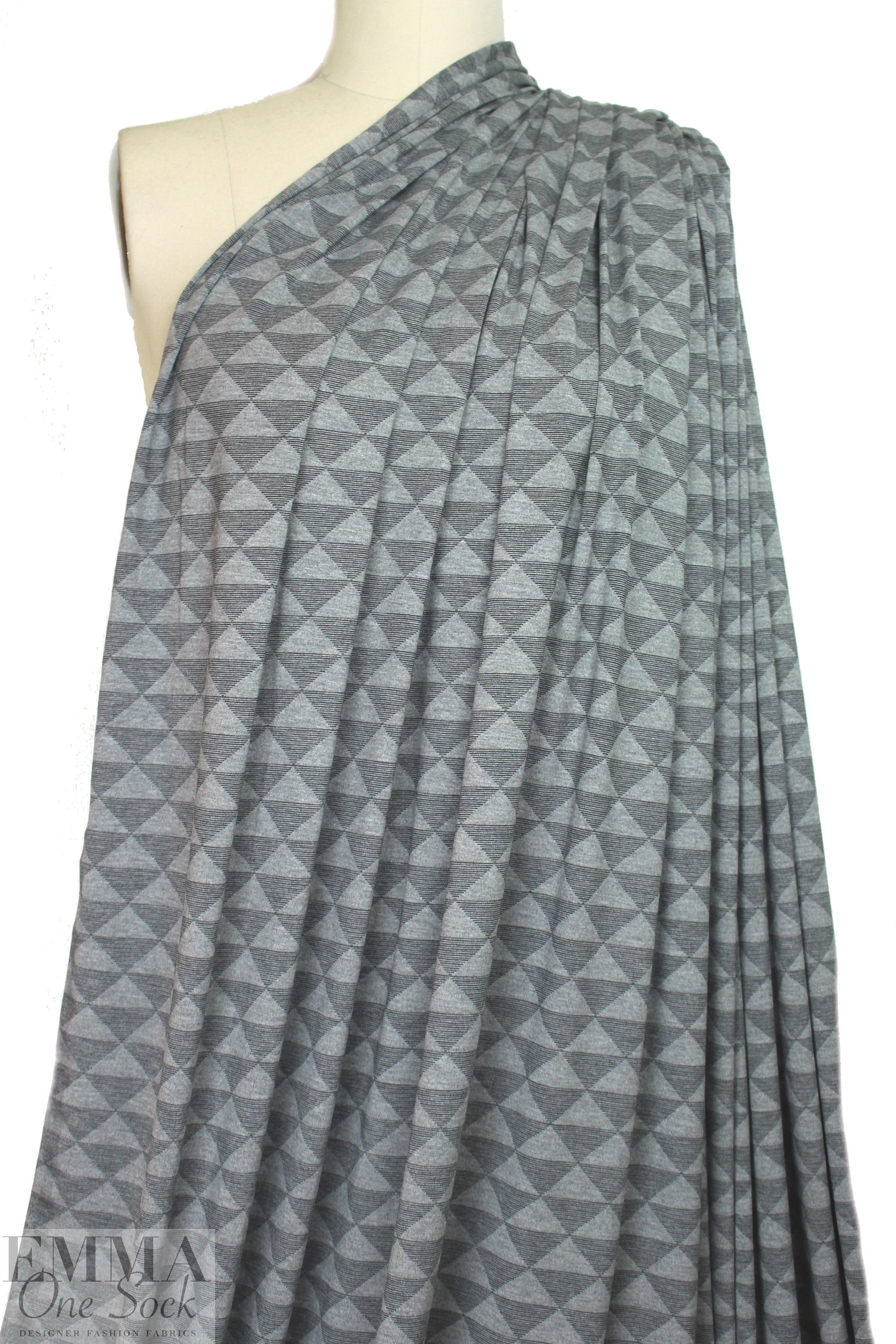 triangle bamboo/spandex jersey - black on gray 1.5 yd