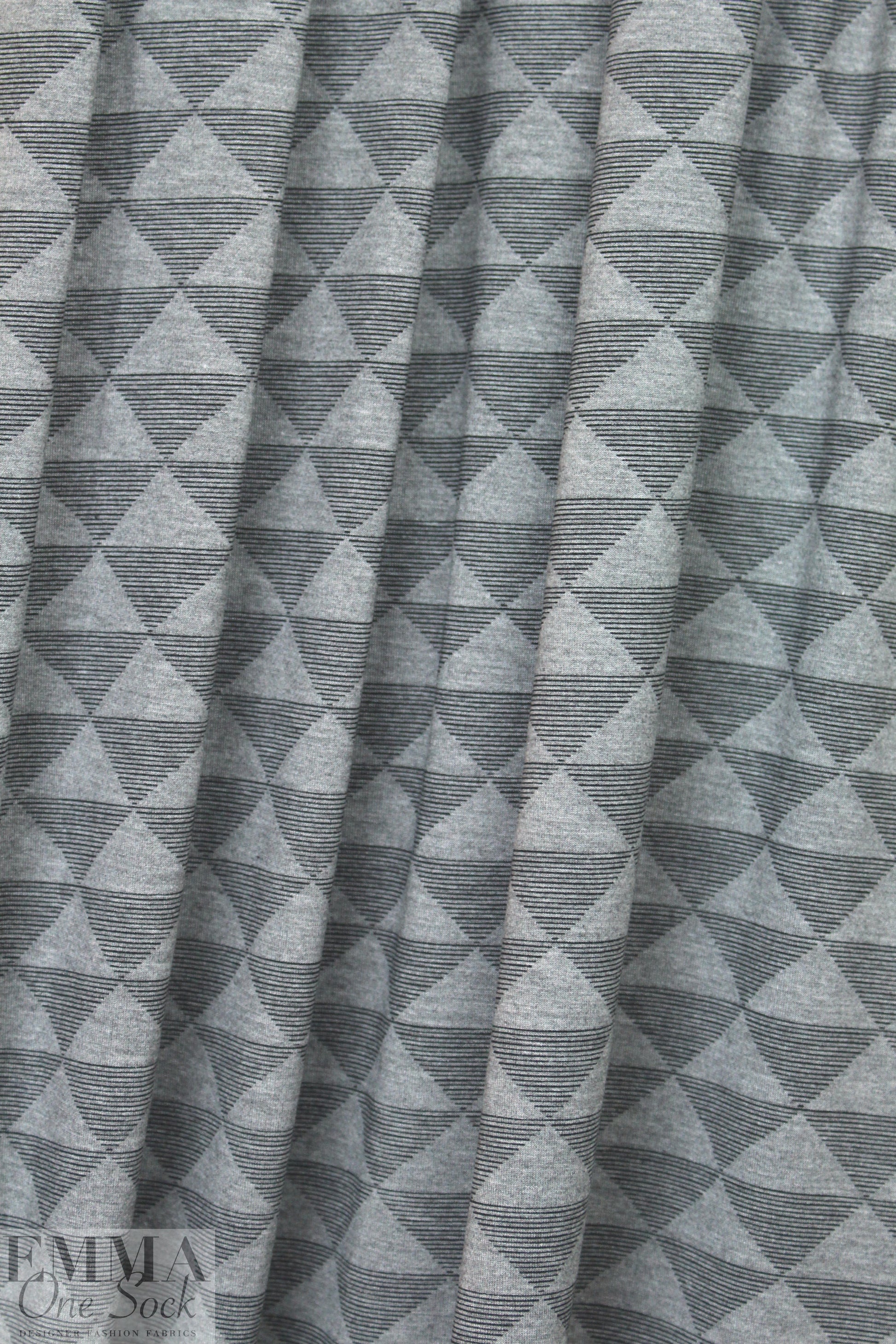 triangle bamboo/spandex jersey - black on gray 1.5 yd