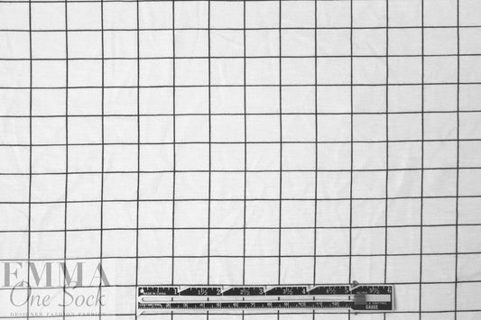 gridwork bamboo/spandex jersey - black on white 1.66 yds