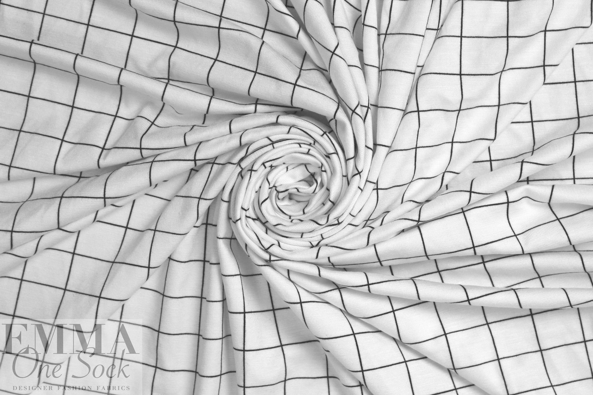 gridwork bamboo/spandex jersey - black on white 1.66 yds