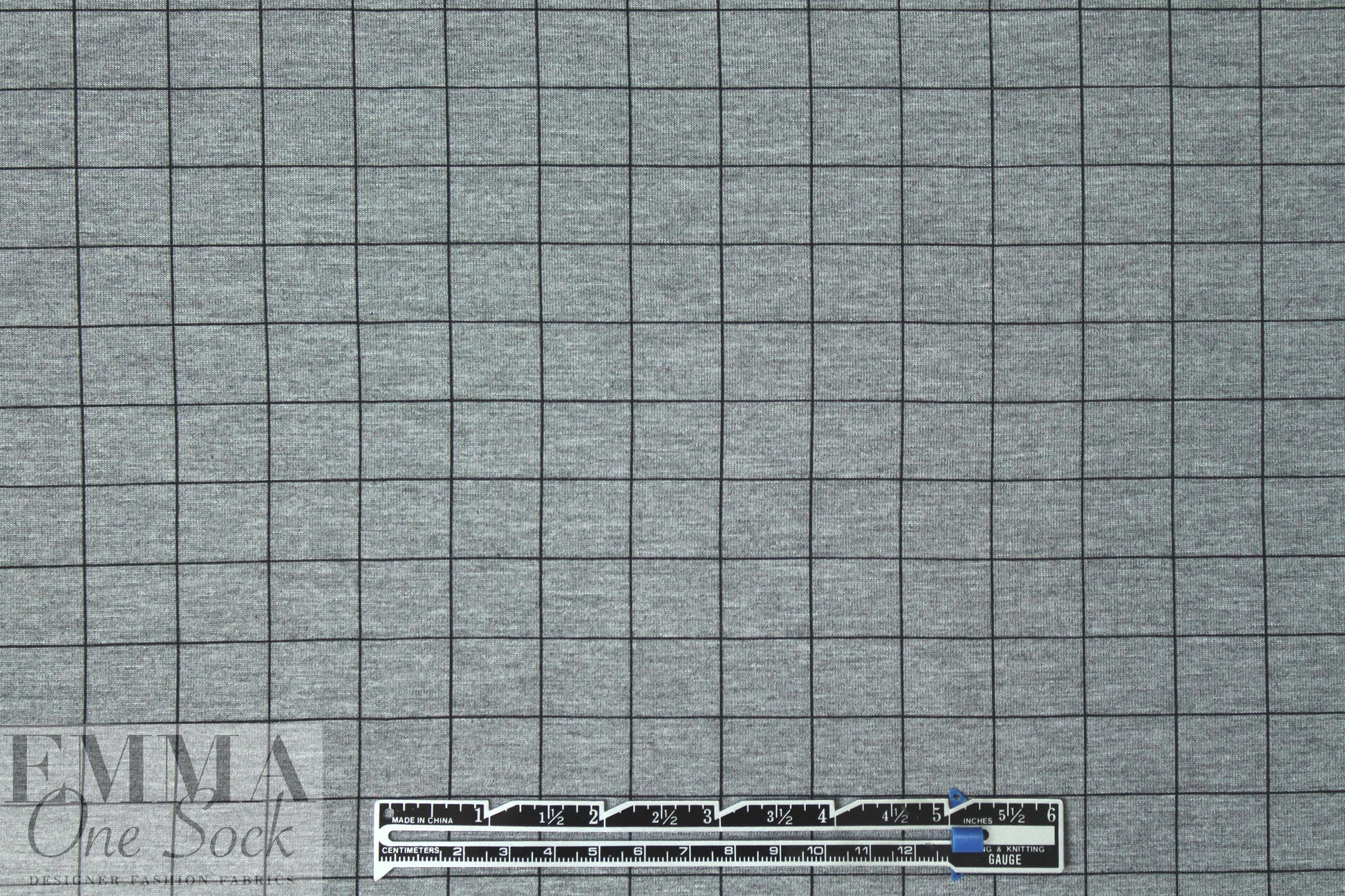 gridwork bamboo/spandex jersey - black on gray 1.375 yds
