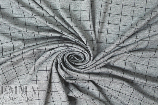 gridwork bamboo/spandex jersey - black on gray 1.875 yd